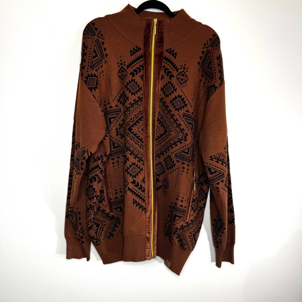 Silversilk Men’s southwestern zip front sweater cardigan XXL